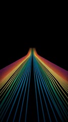 Abstract Composition Of Colorful Lines Forming A Geometric Pattern Against A Black Background