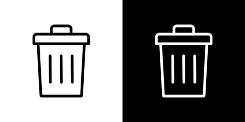 Bin icon line art, vector set