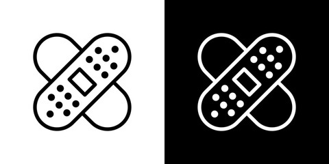 Band aid icon line art, vector set