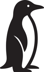 Penguin Black Silhouette Vector, Arctic Animal Clipart & Cute Winter Design
