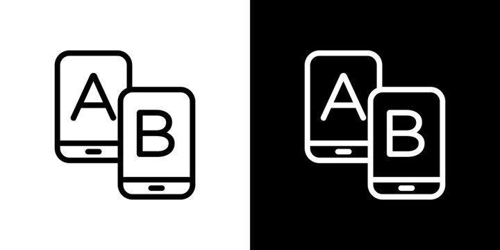 A B testing icon line art, vector set