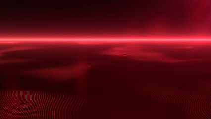 Digital red neon wave landscape with glowing grid and horizon. Ideal for tech, cyberpunk, EDM, and motion design themes with a sci-fi futuristic aesthetic.
