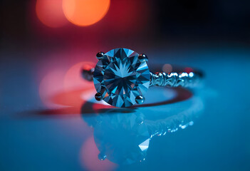 Silver solitaire ring diamond closeup