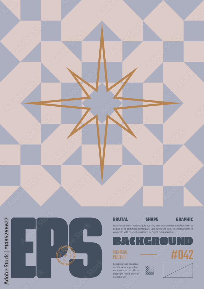 Poster modern abstract poster, raster version of high quality and resolution, artwork with geometric postmo
