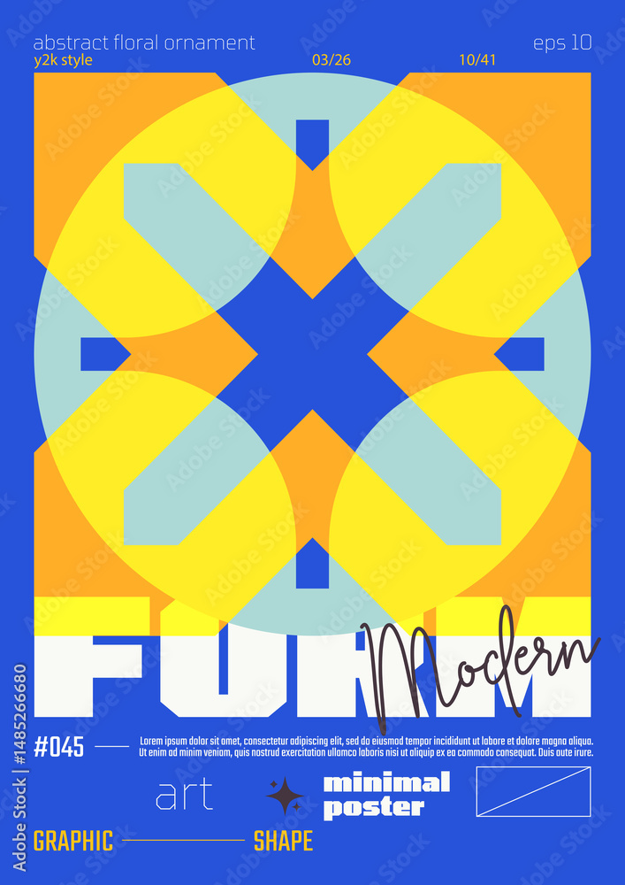 Poster modern abstract poster, raster version of high quality and resolution, artwork with geometric postmo