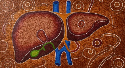 Human Liver Representation in Indigenous Australian Dot Painting Style Art