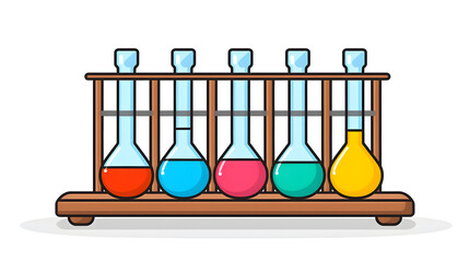 Scientific Research Concept with Chemistry Test Tube on Rack Vector Illustration
