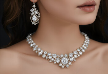 Full diamond set necklace earrings
