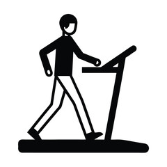 Man on Treadmill Icon Vector Illustration Cartoon, Clipart, Line Art Design 2.eps