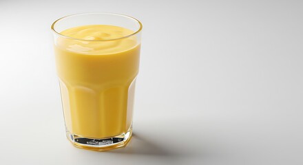 Golden smoothie in glass