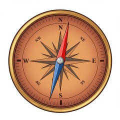 Vintage compass isolated on white background for direction, navigation, and exploration uses.