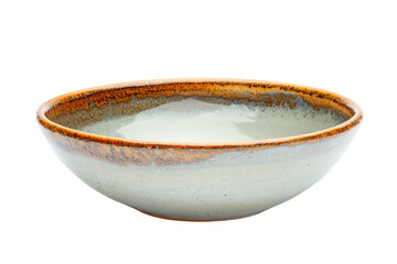 a bowl with a brown rim on a white background