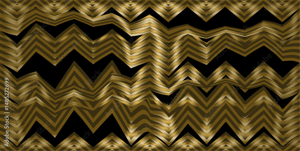 Poster the repetition of abstract geometric planes, zigzag lines and the play of golden brown gradients cre