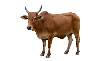 Isolated brown cow standing in a black background animal livestock farm cattle mammal rural agriculture 100