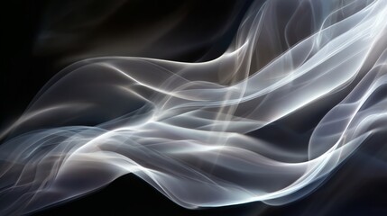 Obraz premium Abstract Digital Render of Flowing Smoke-Like Forms in White and Gray against Black Background
