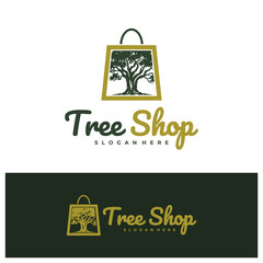 Shop Tree logo design concept vector. Tree Shop Logo Design Template. Creative Symbol. Icon