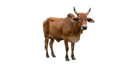 Isolated brown cow standing in black background farm animal livestock cattle agriculture dairy farming beef 100