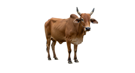 Isolated brown cow standing in black background farm animal livestock cattle agriculture dairy farming beef 100