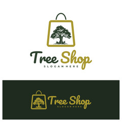 Shop Tree logo design concept vector. Tree Shop Logo Design Template. Creative Symbol. Icon