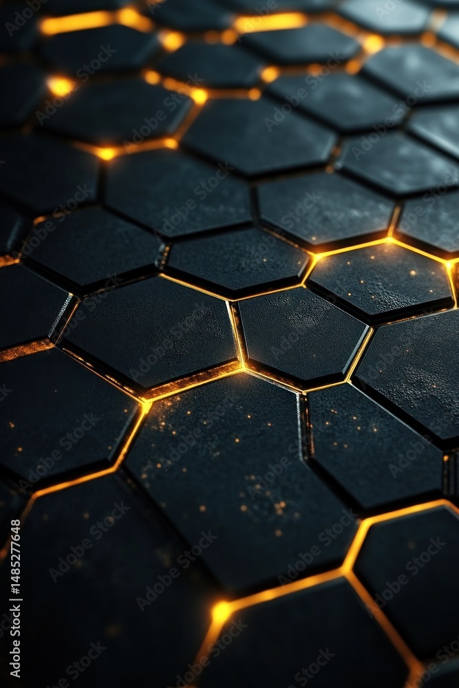 Aufkleber abstract hexagonal pattern with glowing lights