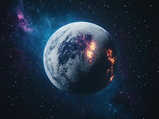 Obraz premium Fiery planet in space