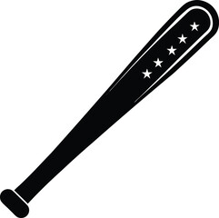 Classic Wooden Baseball Bat Silhouette Bold Black Design for Independence Day