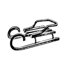 Hand drawn vintage winter sketch of sled. Vector Christmas sleigh illustration on white background - obrazy, fototapety, plakaty