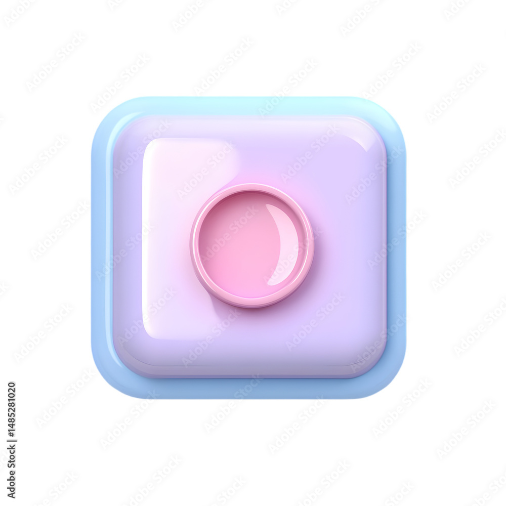 Fototapete stylized, 3d rendered square object with a soft pink circle in the center, showcasing a gradient of 