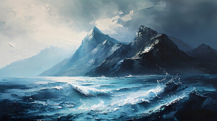 black and white oil colors on canvas sea water abstract marble gold leaf atmospheric porch painting