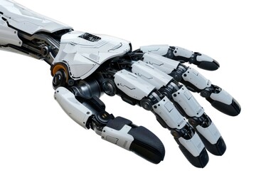Robot hand white background electronics technology.