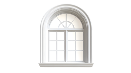 Elegant Window Frame with Arch on White Background - Isolated Design Element