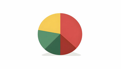 Pie chart with segments of different colors - red, yellow, and various shades of green - on a white background