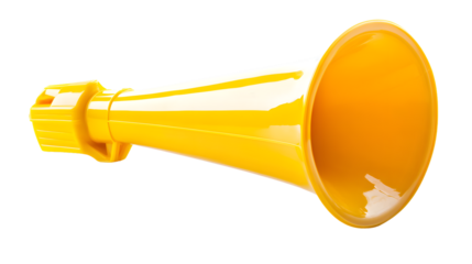 Professional Yellow Plastic Cheerleading Megaphone Isolated on White Background