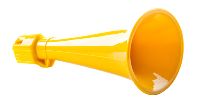 Professional Yellow Plastic Cheerleading Megaphone Isolated on White Background