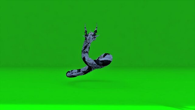 Animation with a snake on the green background.