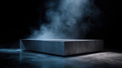 Mysterious stone slab with ethereal mist.