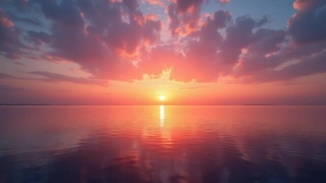 A Beautiful Sunset Over a Calm Horizon That Envelopes the Sky in a Pallete of Colors