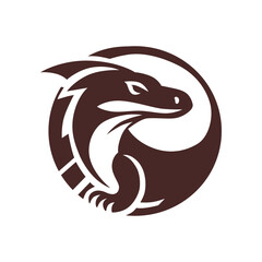 Maroon Komodo Dragon Logo in a Circle
