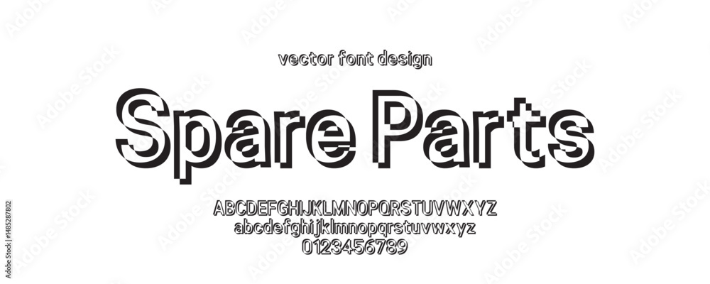 Poster creative outlined font with shadow effect. uppercase, lowercase and numbers included. bold, layered 