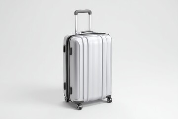 Sleek silver suitcase ready for your next adventure. Travel in style with this modern carry-on.