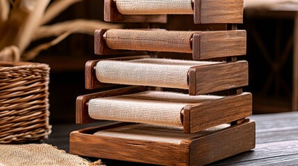 Wooden Display Stand for Decorative Items or Kitchen Utensils with Natural Aesthetic