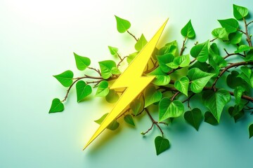 A yellow lightning bolt is on a green leaf
