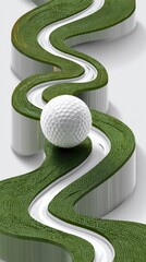 Abstract golf course design with a golf ball.