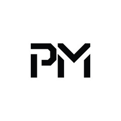 PM monogram logo design letter text name symbol monochrome logotype alphabet character simple logo