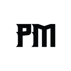 PM monogram logo design letter text name symbol monochrome logotype alphabet character simple logo