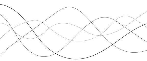 Thin wavy line abstract background. Abstract black lines wave curve motion on white background. Vector Illustration. 