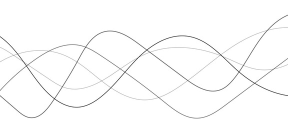 Thin wavy line abstract background. Abstract black lines wave curve motion on white background. Vector Illustration. 