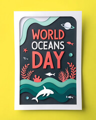 World Oceans Day Vector Illustration for Posters, Banners, Campaigns – Ocean Conservation, Marine Life, Blue Planet, Save Oceans, Eco Awareness, Climate Action Art
