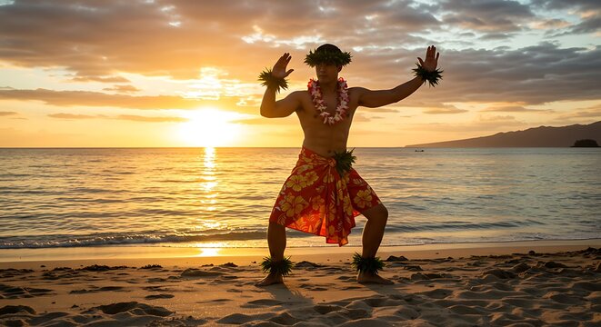 Sunset Hula: Golden Embrace