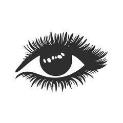 Eye With Long Eyelashes Silhouette Illustration. Vision And Perception Symbolism Isolated Vector Illustration
